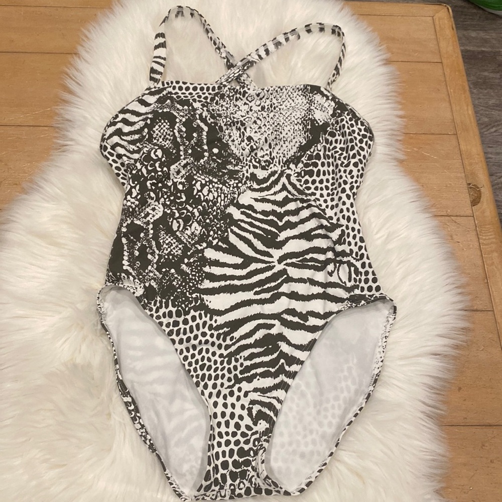 Calvin Klein Animal Print One Piece Swimsuit 14 NWT